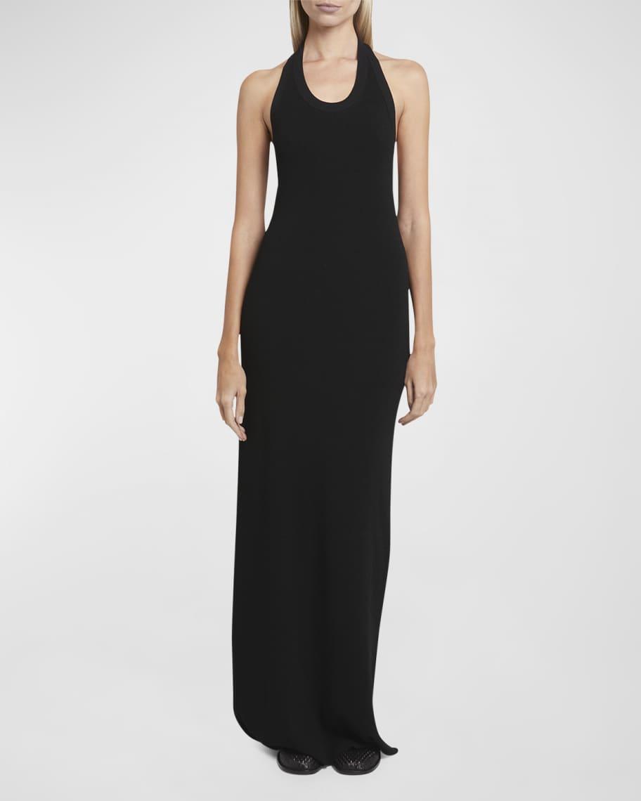 Meryl Halter Matte Crepe Rib Knit Maxi Dress Product Image