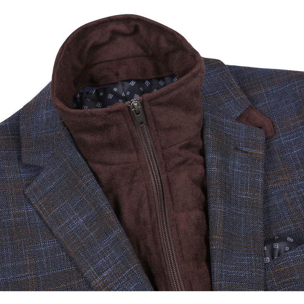 Gray Regular Fit 2 Button Plaid Blazer with Bib Product Image