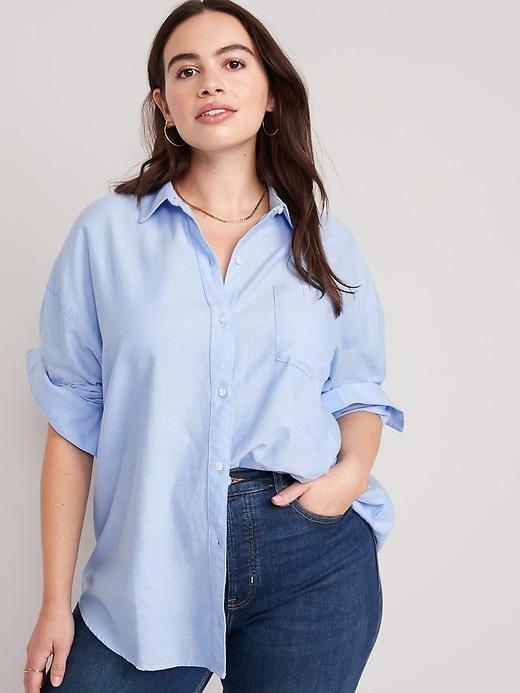 Oversized Button-Down Boyfriend Shirt Product Image