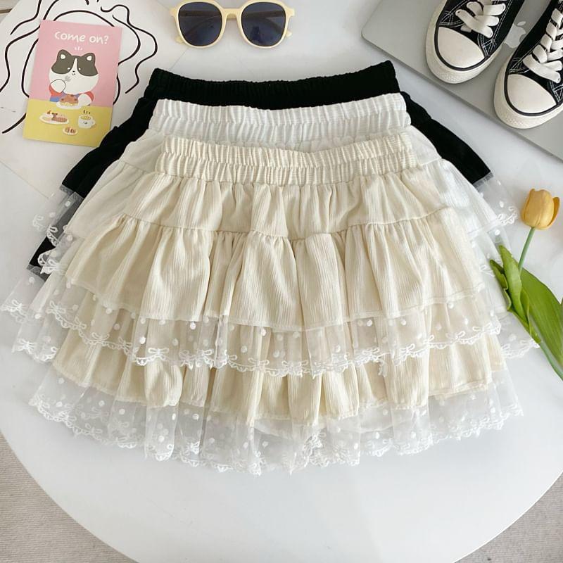 High Waist Ruffle Trim Mini A-Line Skirt Product Image