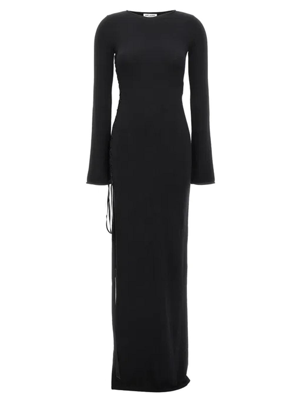 SAINT LAURENT Long Wool Dress Dresses In Black Product Image