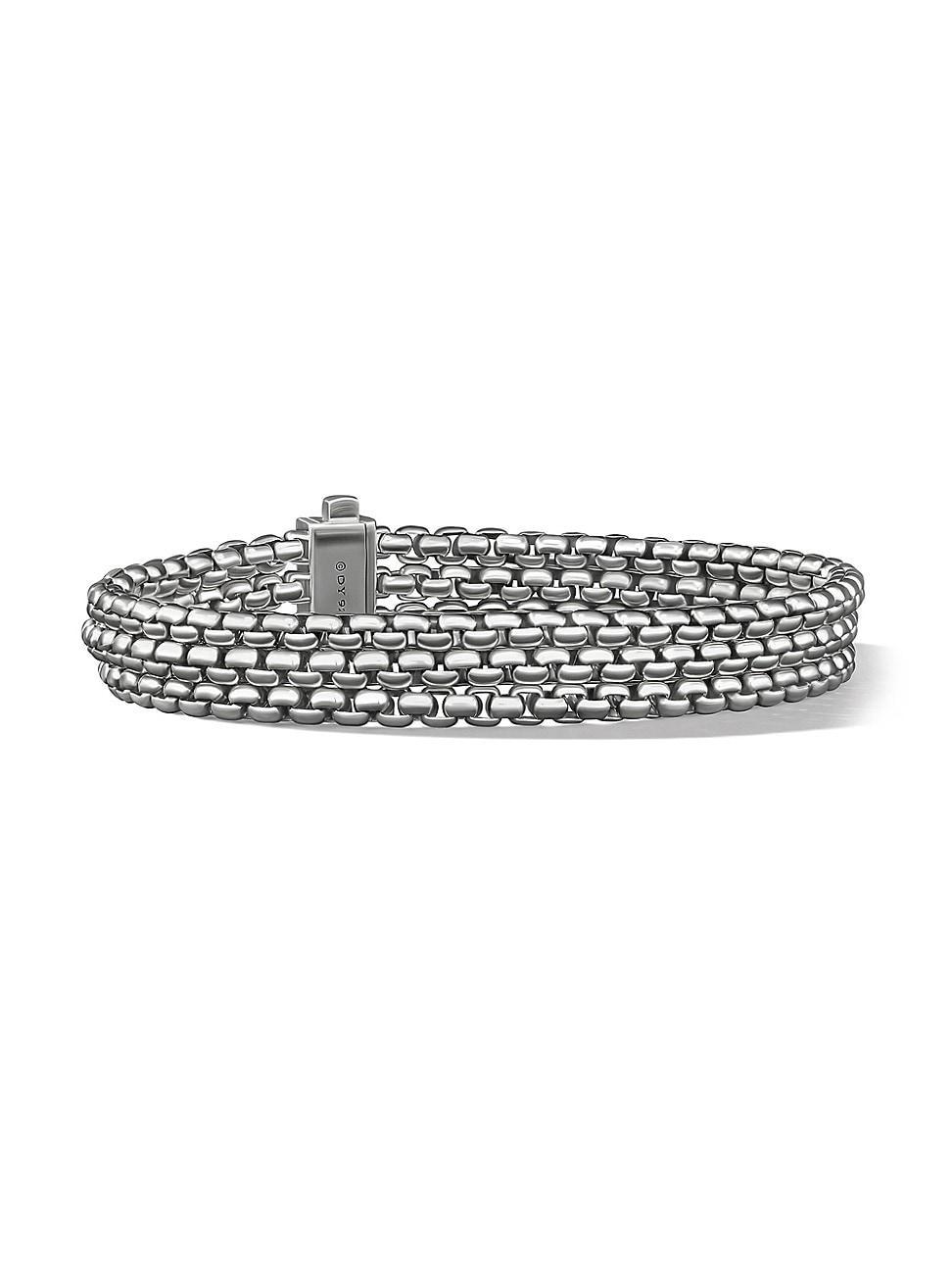 Mens Three Row Box Chain Bracelet in Sterling Silver Product Image