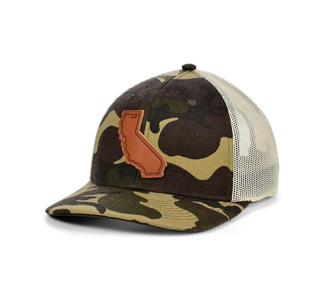 Local Crowns California Woodland State Patch Curved Trucker Cap - WoodlandCamo/Ivory Product Image