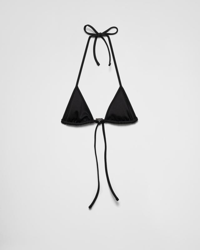 Interlock fabric triangle bikini top Product Image