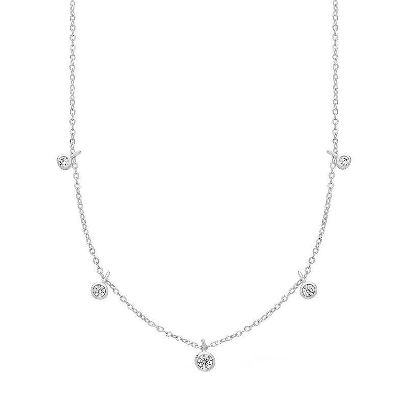 MC Collective Cubic Zirconia Dangling Bezel Charm Necklace, Womens, Sterling Silver Product Image