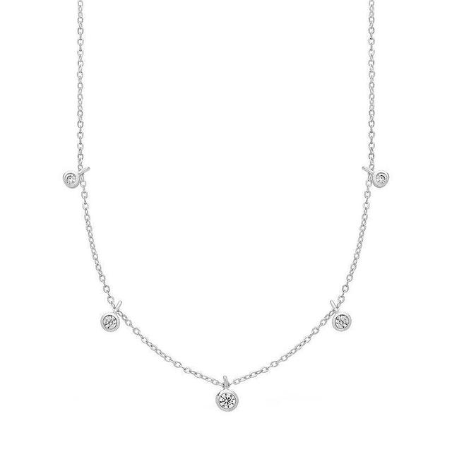 MC Collective Cubic Zirconia Dangling Bezel Charm Necklace, Womens, Sterling Silver Product Image