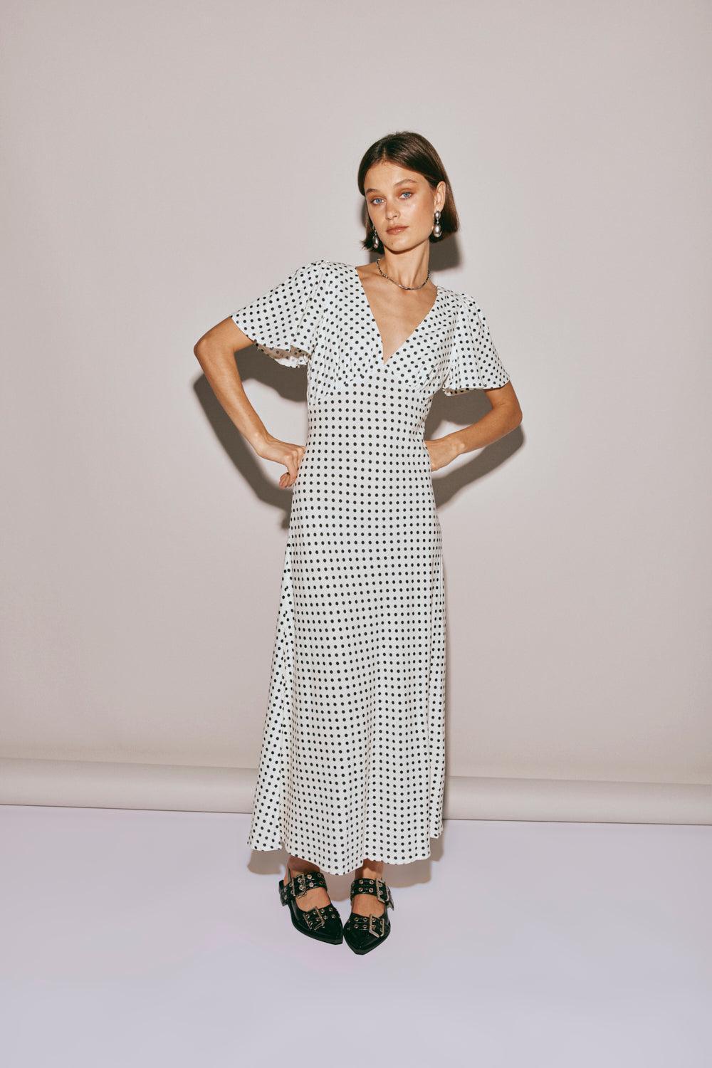 Summer Nostalgia Bias Cut Midi Dress White Product Image