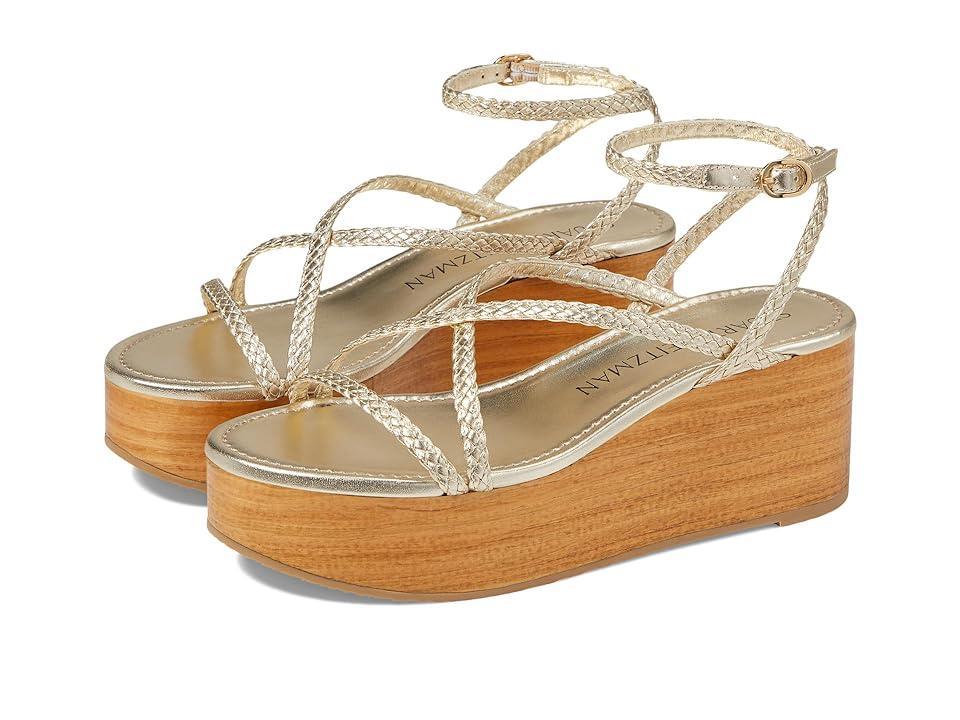 Stuart Weitzman Wovette Wedge (Light Gold/Sand) Women's Sandals Product Image