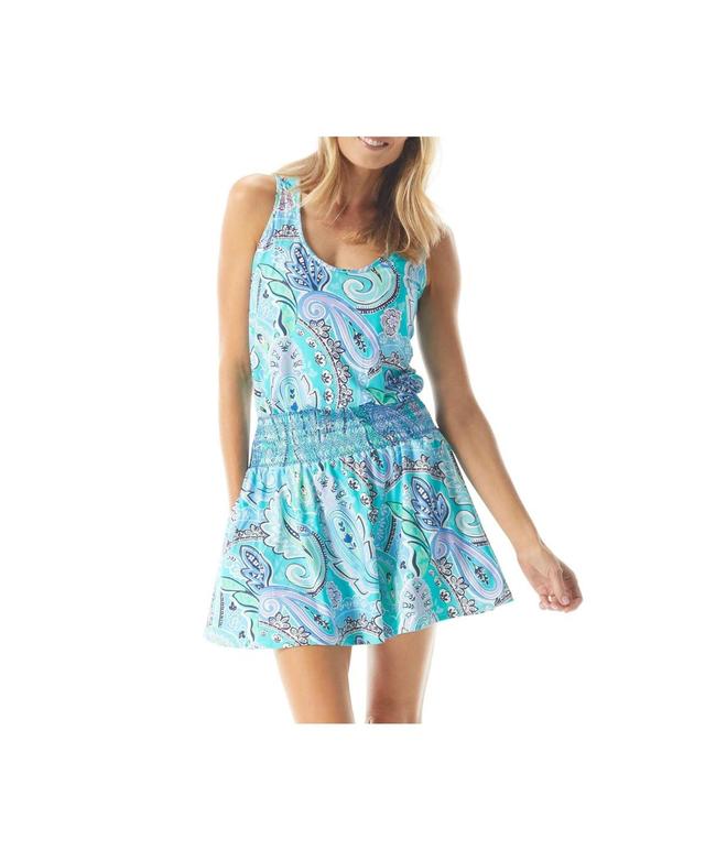 Beach House Style Womens Paisley Print Tenley Smocked Waist Tank Dress Product Image