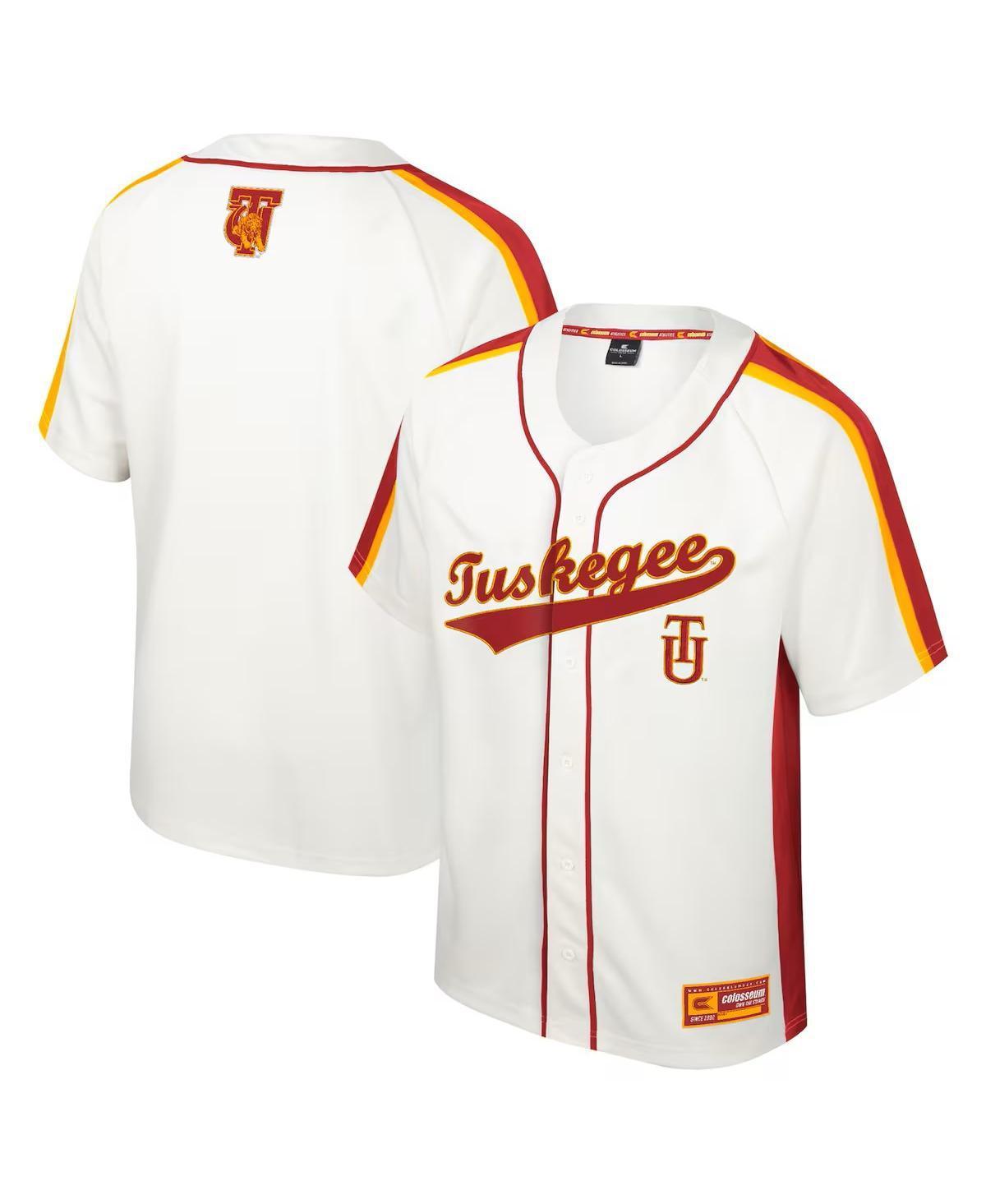 Mens Colosseum Cream Tuskegee Golden Tigers Ruth Button-Up Baseball Jersey Product Image