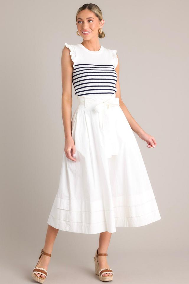 Maritime Memories White & Navy Stripe Knit Top Product Image