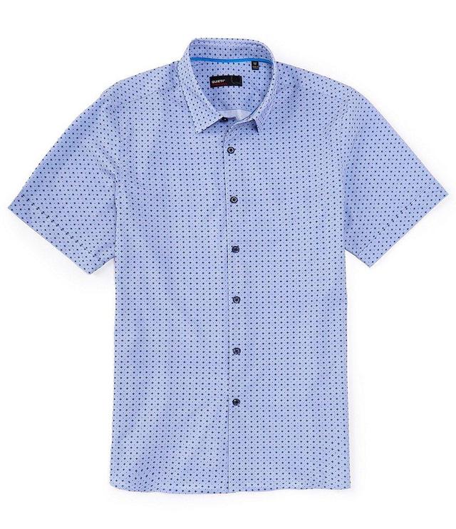 Quieti Performance Stretch Trim Fit Geo Print Short Sleeve Woven Shirt Product Image