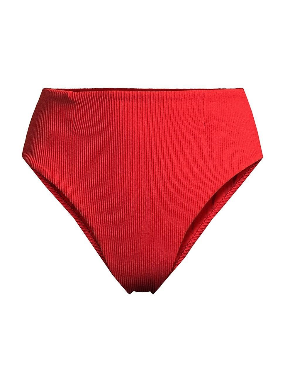 Womens Ribbed High-Rise Bikini Bottom Product Image