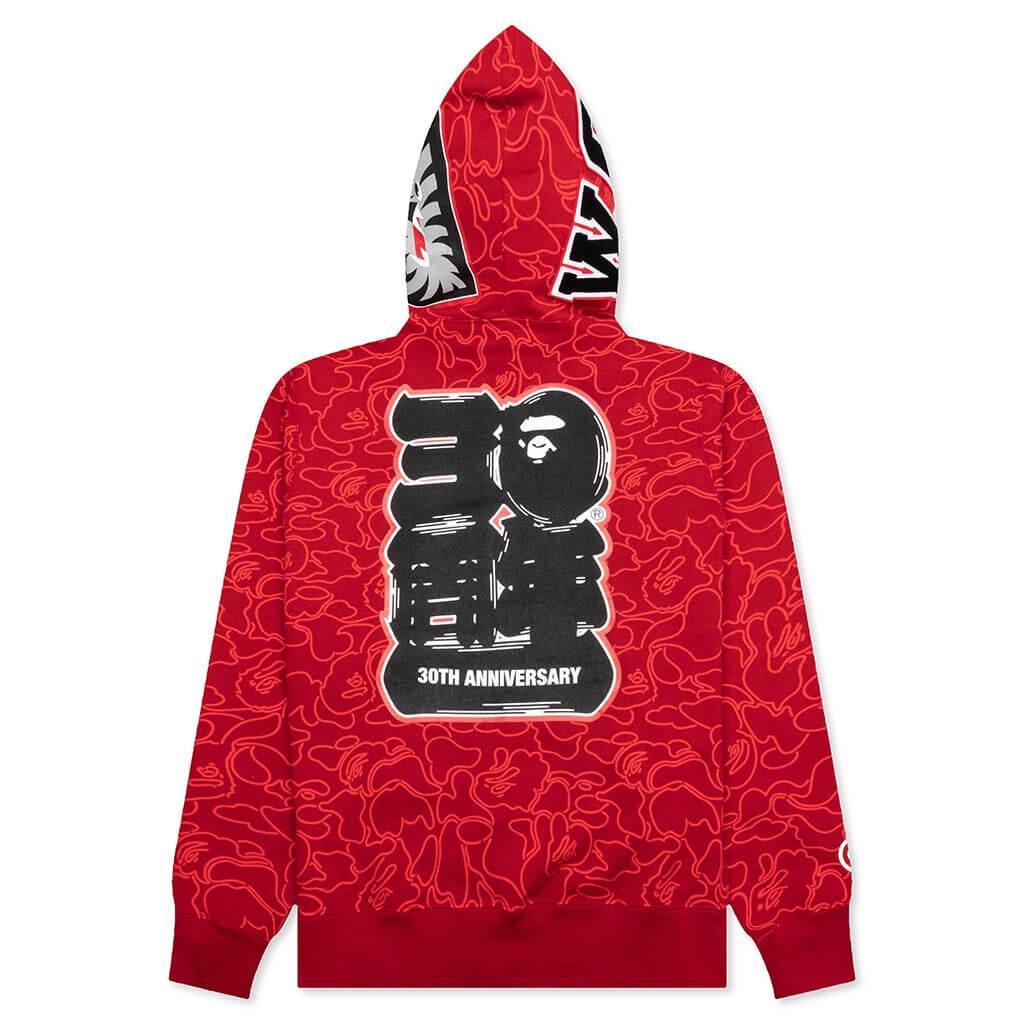 Bape 30th Anniversary Line Camo Shark Full Zip Hoodie - Red Male Product Image