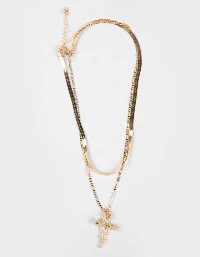 FULL TILT Rose Cross Snake Chain Layered Necklace Product Image