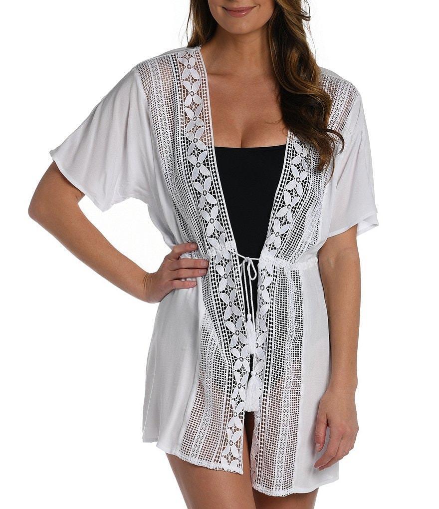 La Blanca Coastal Covers Crochet Cover Up Kimono Product Image