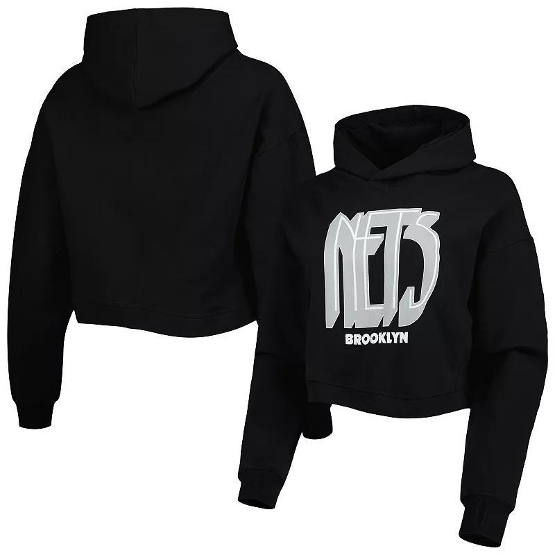 Womens Lusso Brooklyn Nets Layla World Tour Cropped Pullover Hoodie product image