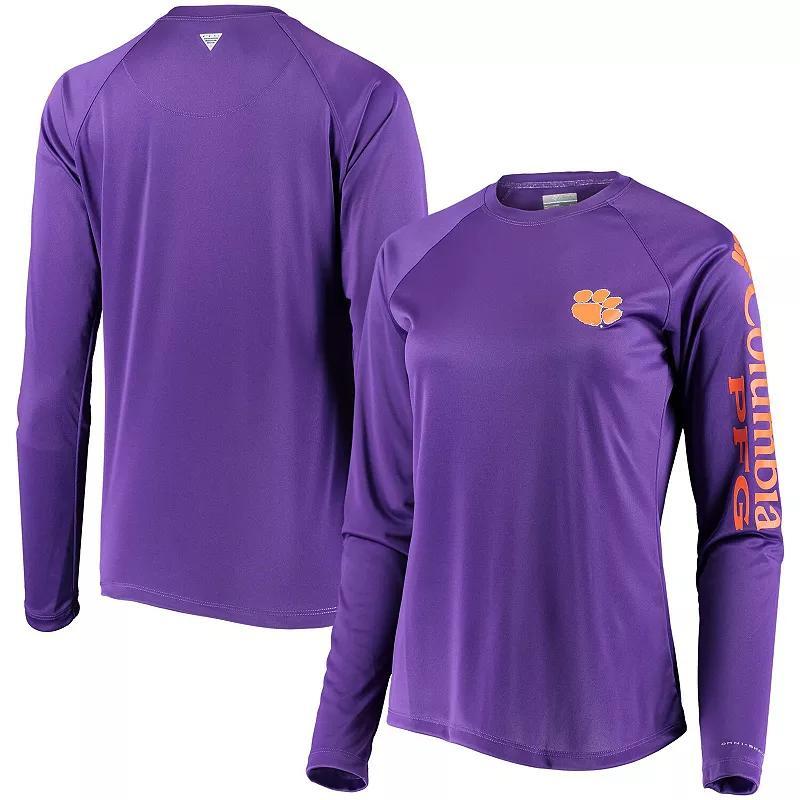 Womens Columbia Purple Clemson Tigers PFG Tidal Omni-Shade Long Sleeve T-Shirt Product Image