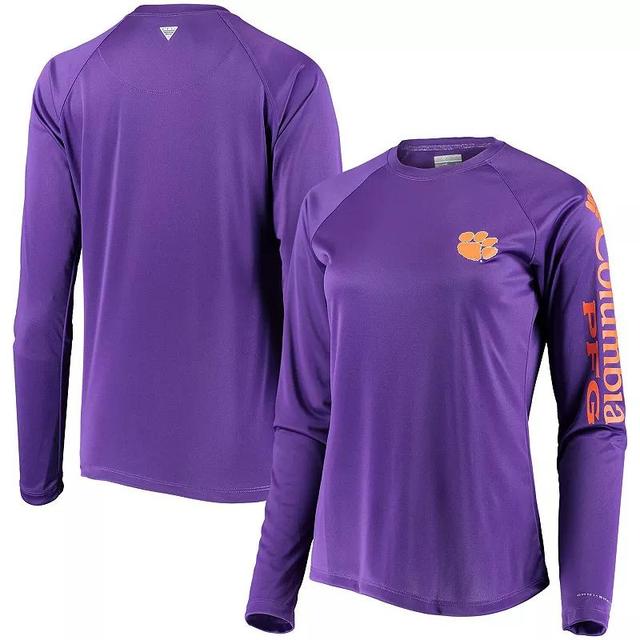 Womens Columbia Purple Clemson Tigers PFG Tidal Omni-Shade Long Sleeve T-Shirt Product Image