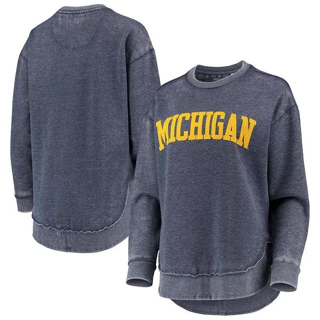 Womens Pressbox Michigan Wolverines Vintage Wash Pullover Sweatshirt Blue Product Image