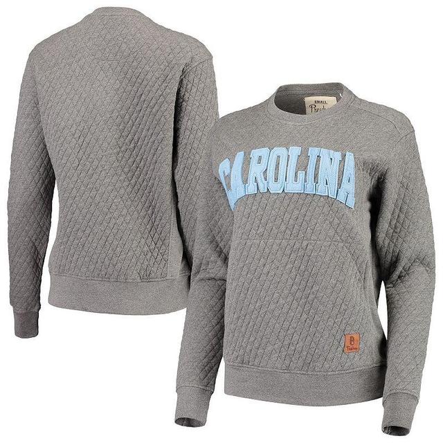 Womens Pressbox Heathered Gray North Carolina Tar Heels Moose Applique Quilted Crewneck Sweatshirt Product Image