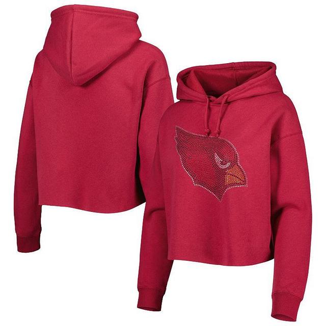 Womens Cuce Cardinal Arizona Cardinals Crystal Logo Cropped Pullover Hoodie Product Image