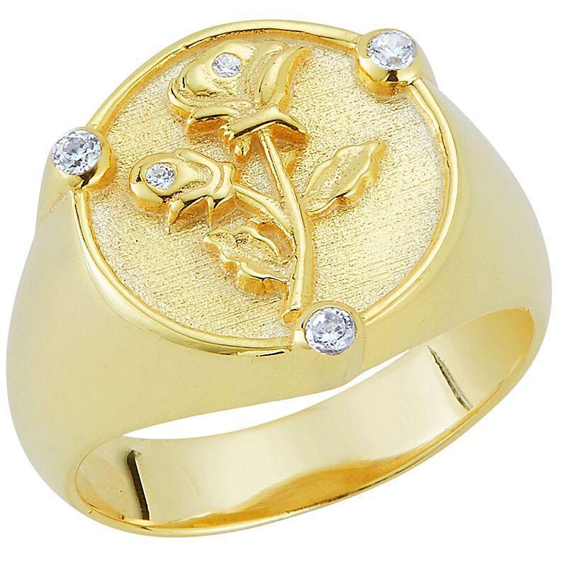 Sunkissed Sterling Cubic Zirconia Flower Ring, Womens Yellow Product Image