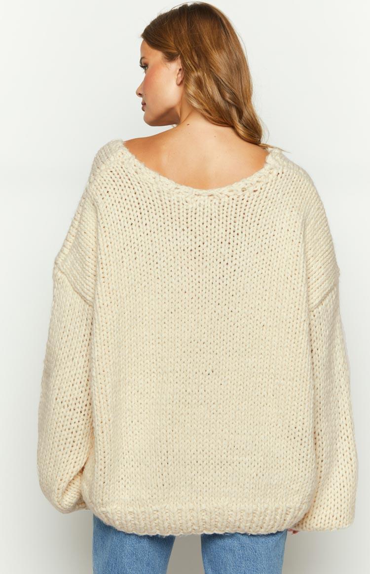 Delvey Cream Chunky Knit Sweater Product Image