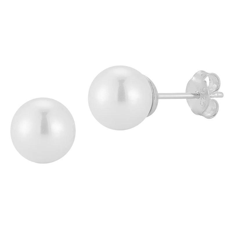 Sunkissed Sterling Freshwater Cultured Pearl Stud Earrings, Womens, Silver Tone Product Image