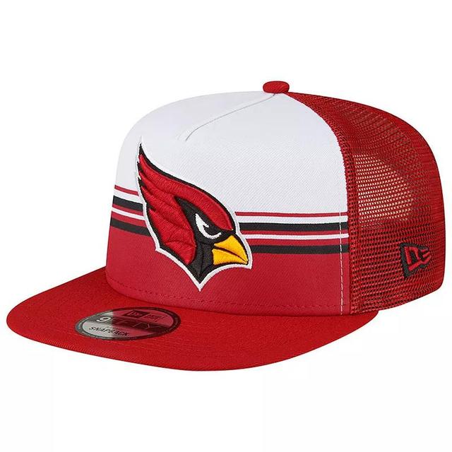 Mens New Era /Cardinal Arizona Cardinals Striped A-Frame 9FIFTY Trucker Snapback Hat Product Image