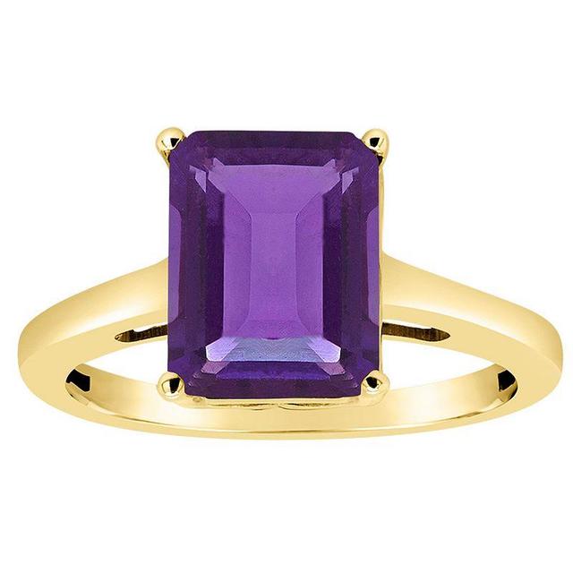 Alyson Layne 14k Gold Emerald Cut Amethyst Solitaire Ring, Womens Product Image