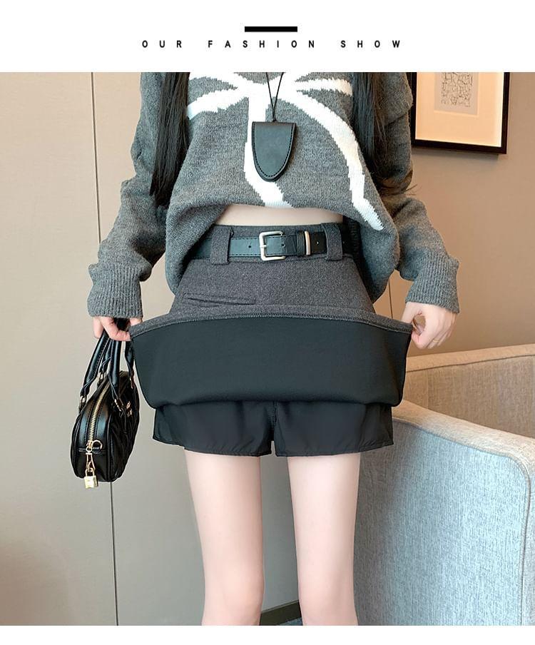 High Waist Plain Mini A-Line Skirt Product Image