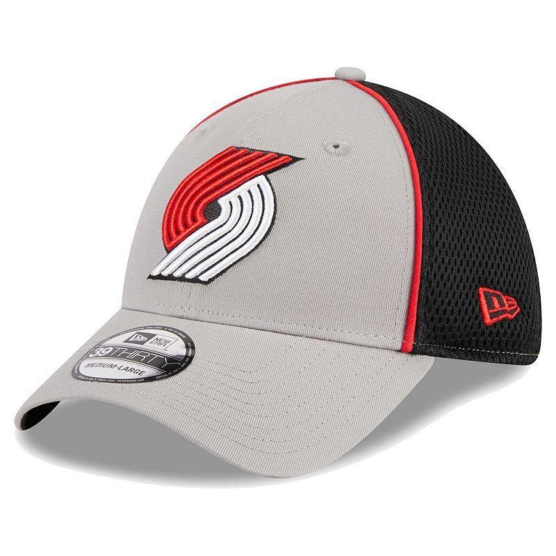 Mens New Era Gray/Black Portland Trail Blazers Piped Two-Tone 39THIRTY Flex Hat Product Image