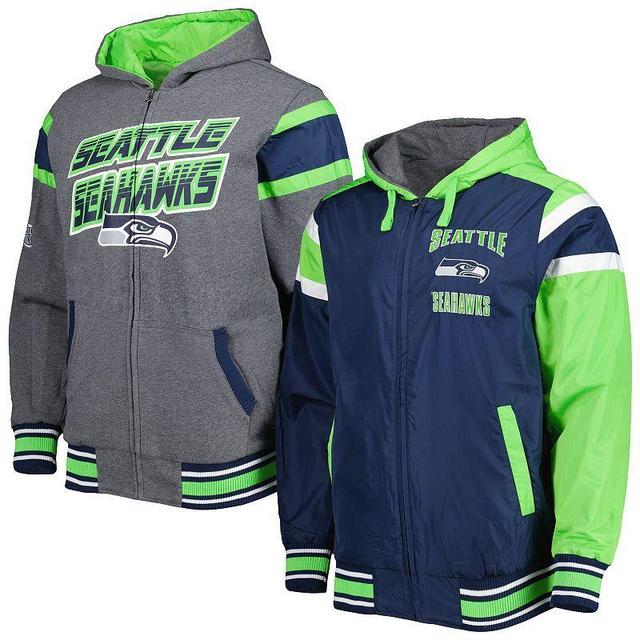 Mens G-III Sports by Carl Banks College /Gray Seattle Seahawks Extreme Full Back Reversible Hoodie Full-Zip Jacket Blue Product Image