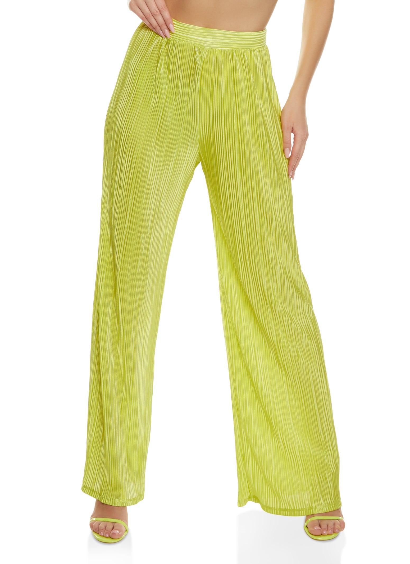 Womens Plisse High Waisted Wide Leg Pants Product Image