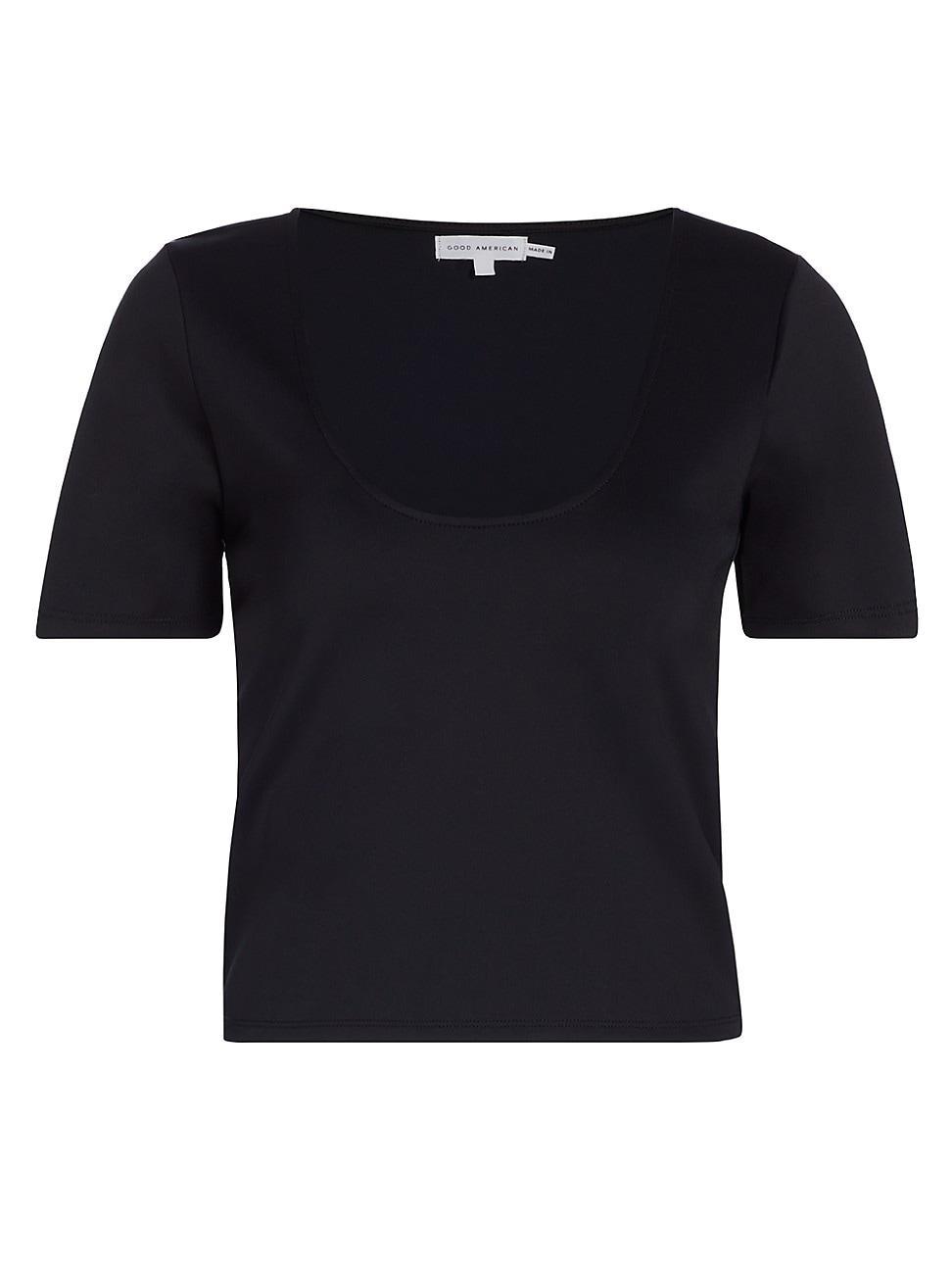 Good American Scoop Neck Crop Scuba Knit T-Shirt Product Image