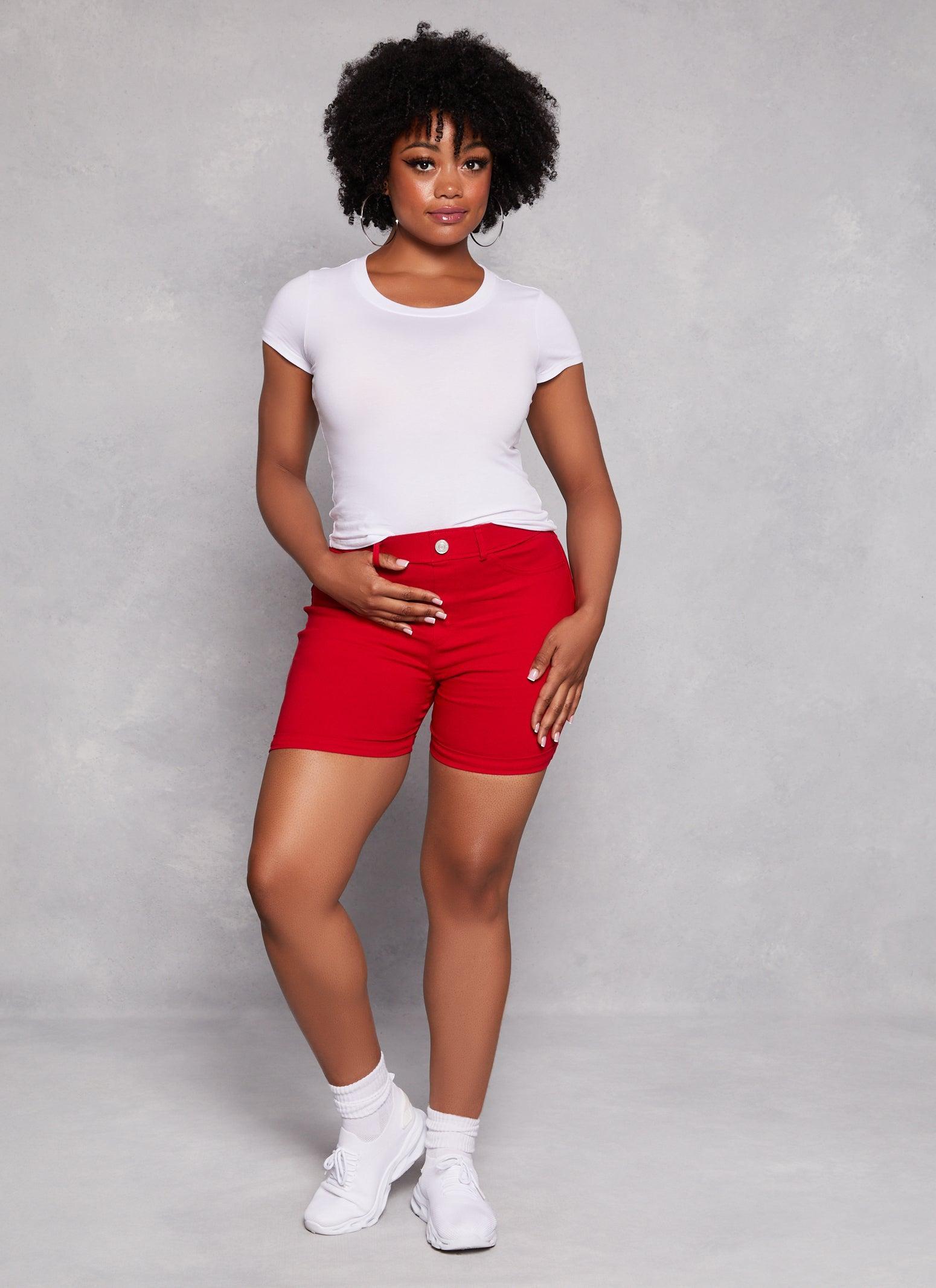 Womens Plus Size High Waist Cuffed Bermuda Shorts Product Image