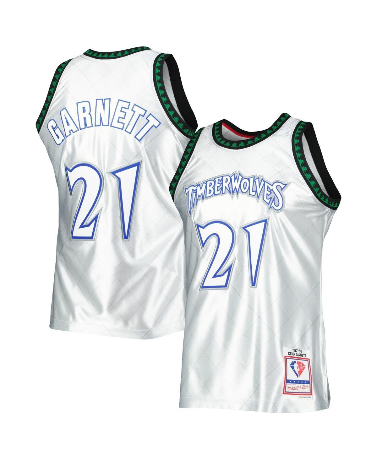 Mens Mitchell & Ness Kevin Garnett Platinum Minnesota Timberwolves 1997/98 Hardwood Classics 75th Anniversary Swingman Jersey Product Image