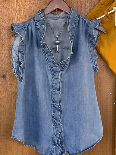 Unishe® Ladies' Blue Washed Denim Tank Top Product Image