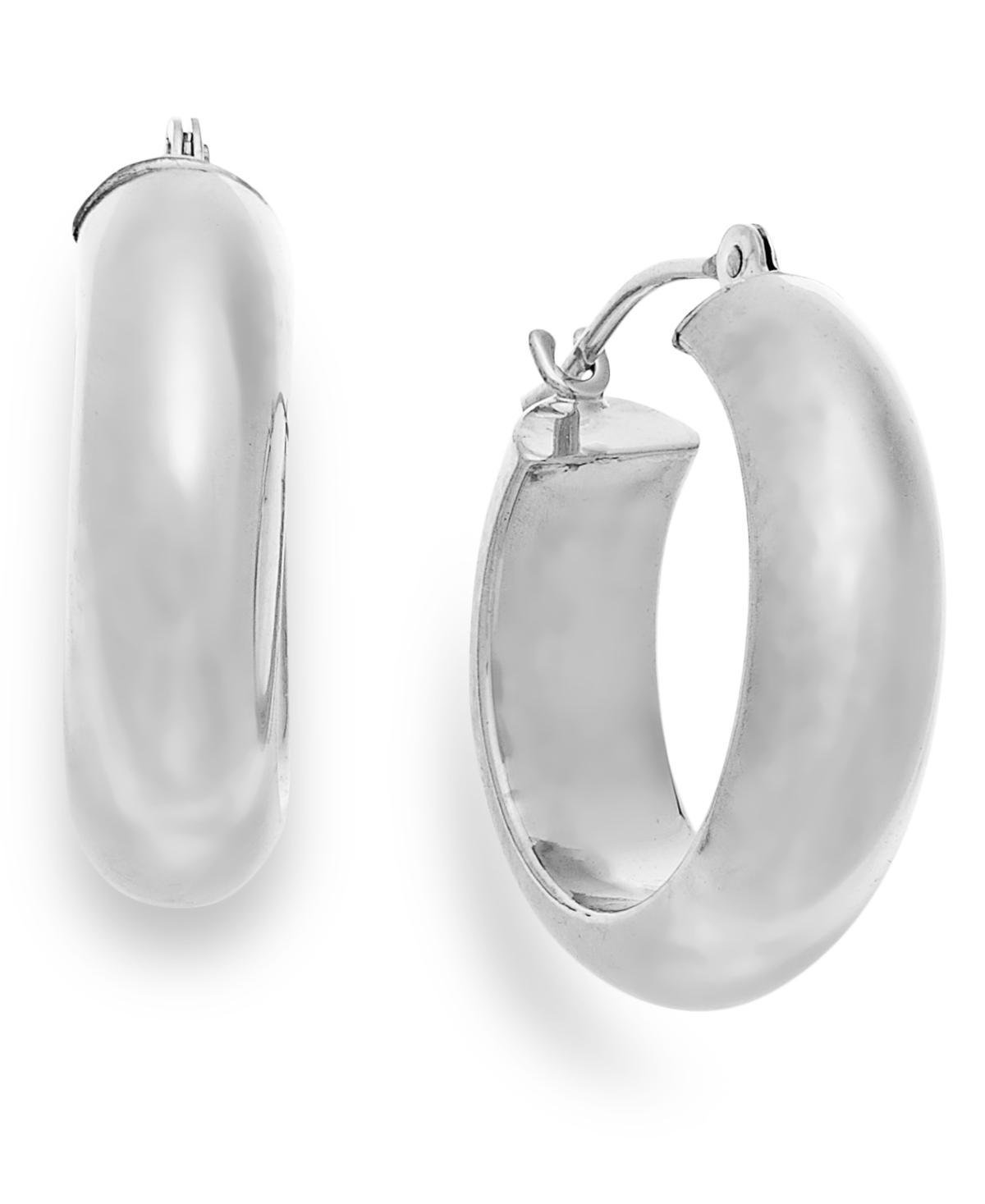 Unbranded 10k White Gold Wide Polished Hoop Earrings, Women's, Multicolor - Size: One Size Product Image