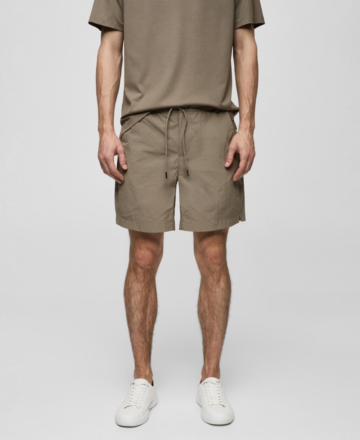 MANGO MAN - Water repellent drawstring Bermuda shorts khakiMen Product Image