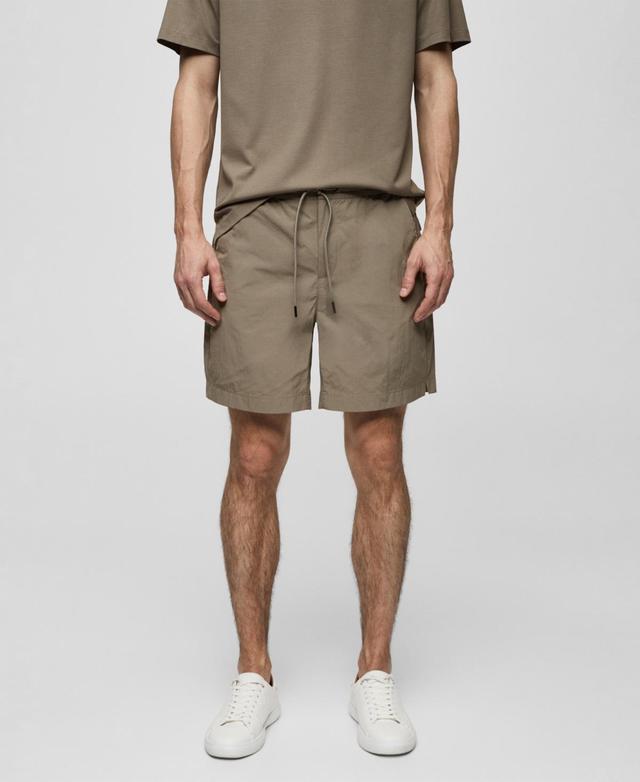 MANGO MAN - Water repellent drawstring Bermuda shorts khakiMen Product Image