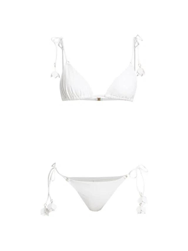 Women's Pop Flower Trim Bikini In Ivory Product Image