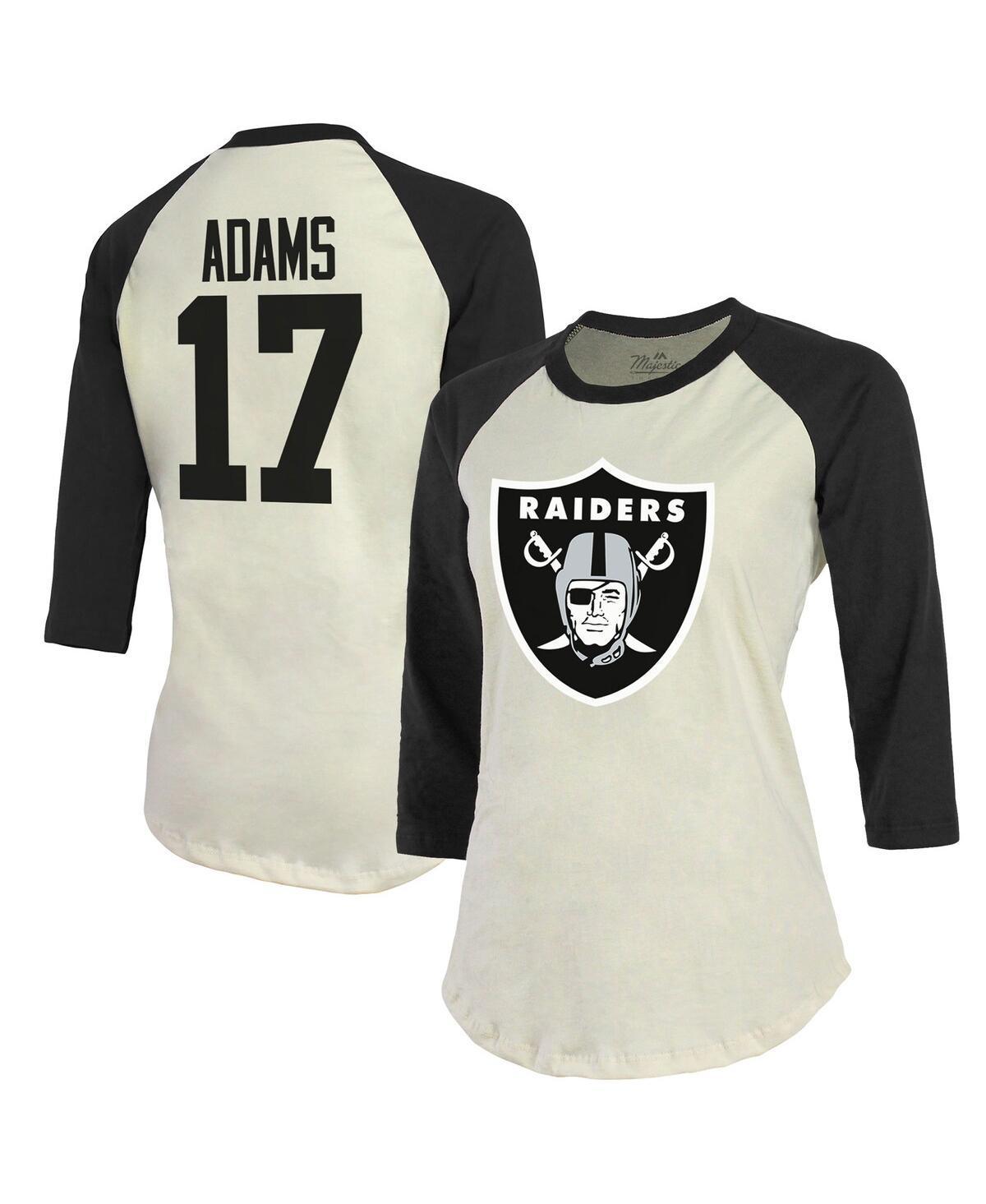 Womens Majestic Threads Davante Adams Cream/Black Las Vegas Raiders Player Name & Number Raglan 3/4-Sleeve T-Shirt Product Image