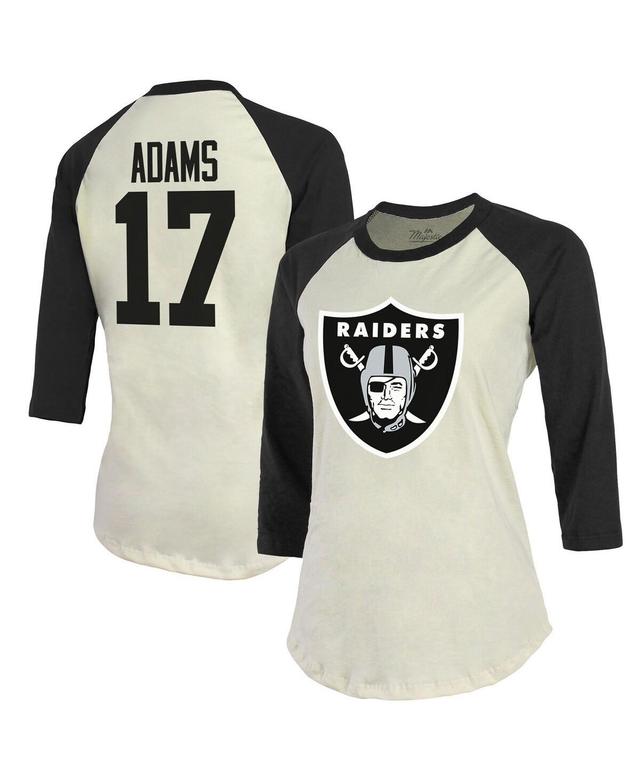 Womens Majestic Threads Davante Adams Cream Las Vegas Raiders Player Name & Number Raglan 3/4-Sleeve T-shirt - Cream Product Image