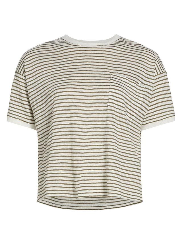 Womens Linen Striped Crewneck T-Shirt Product Image