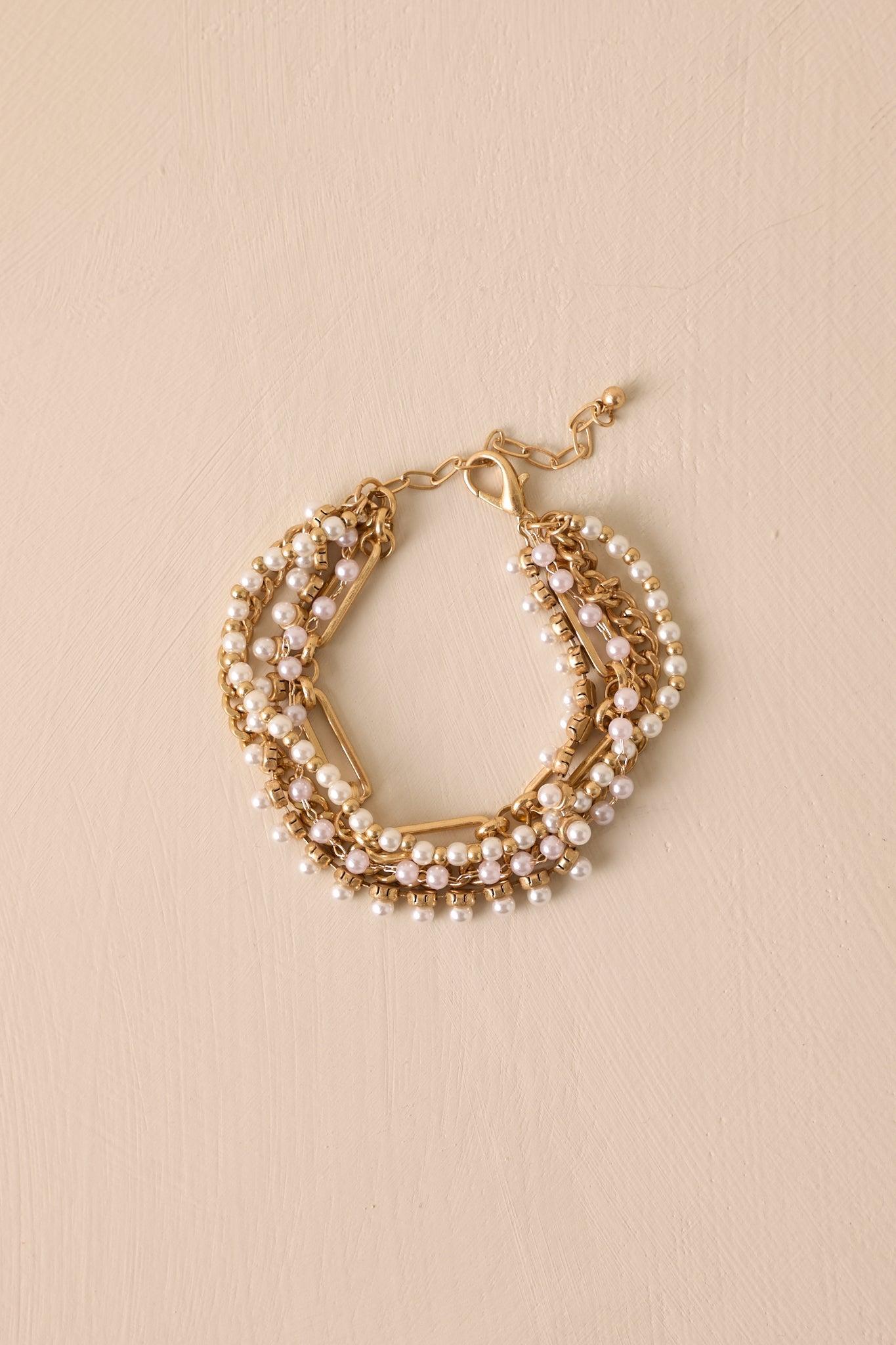 Peaceful Easy Feeling Gold & Pearl Layered Bracelet Product Image