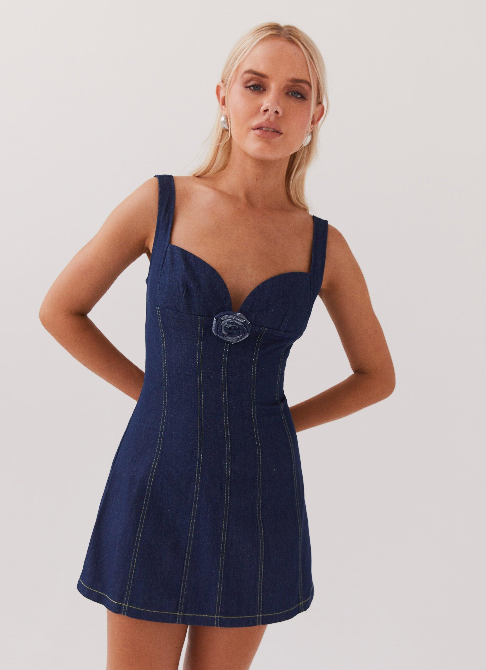 Rosalia Denim Mini Dress - Indigo Product Image