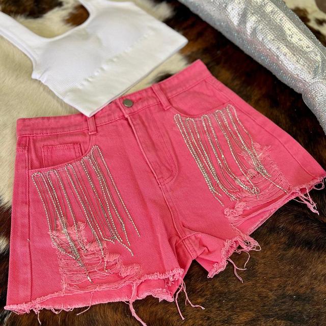 Finalist Round Rhinestone Shorts Pink* Product Image