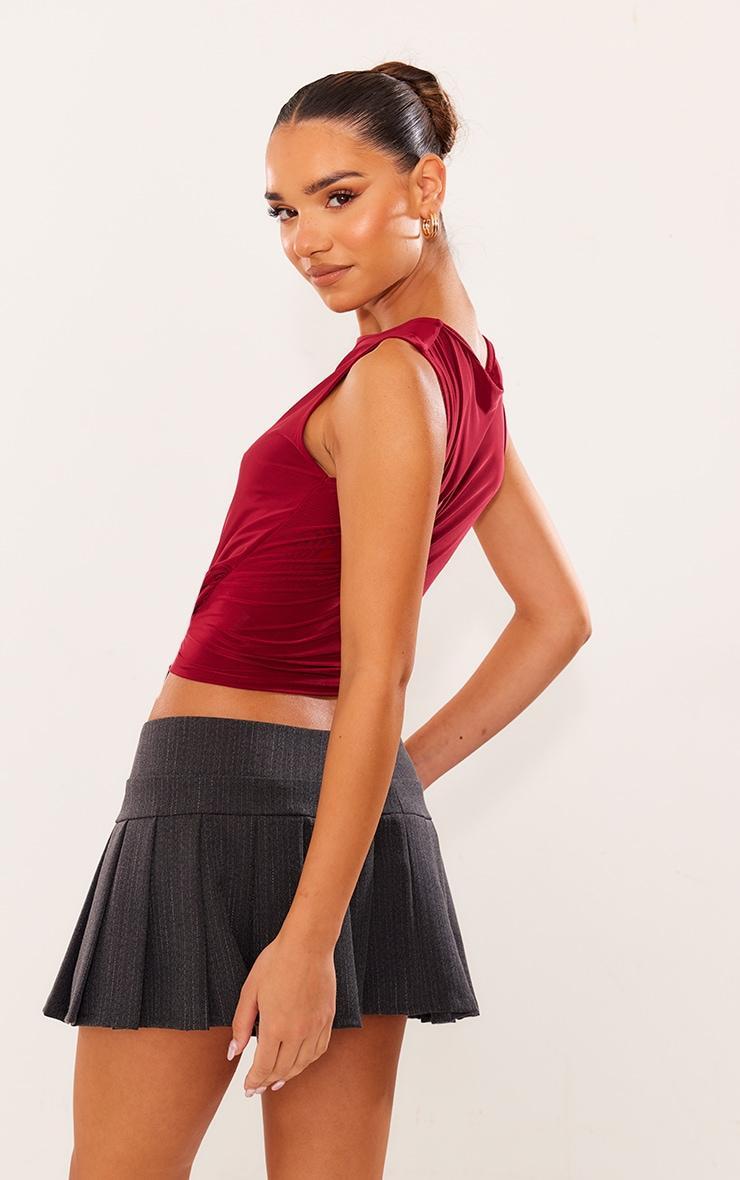 Cherry Red Slinky Ruched Vest Top Product Image